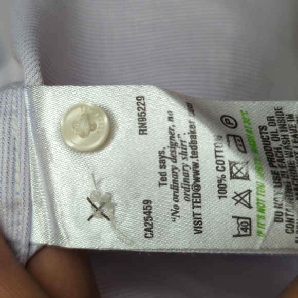 Ted Baker Button Down Dress Shirt Blue 17 32/33 preppy classis Business casual - Picture 6 of 6